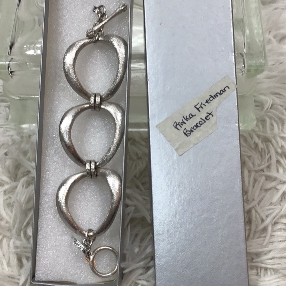 Rivka Friedman white rhodium oval link bracelet